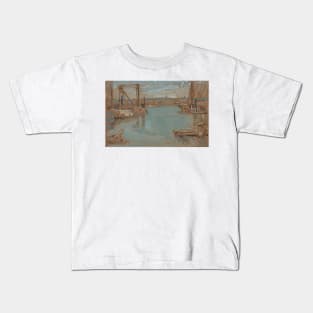 North River Dock, New York by Childe Hassam Kids T-Shirt